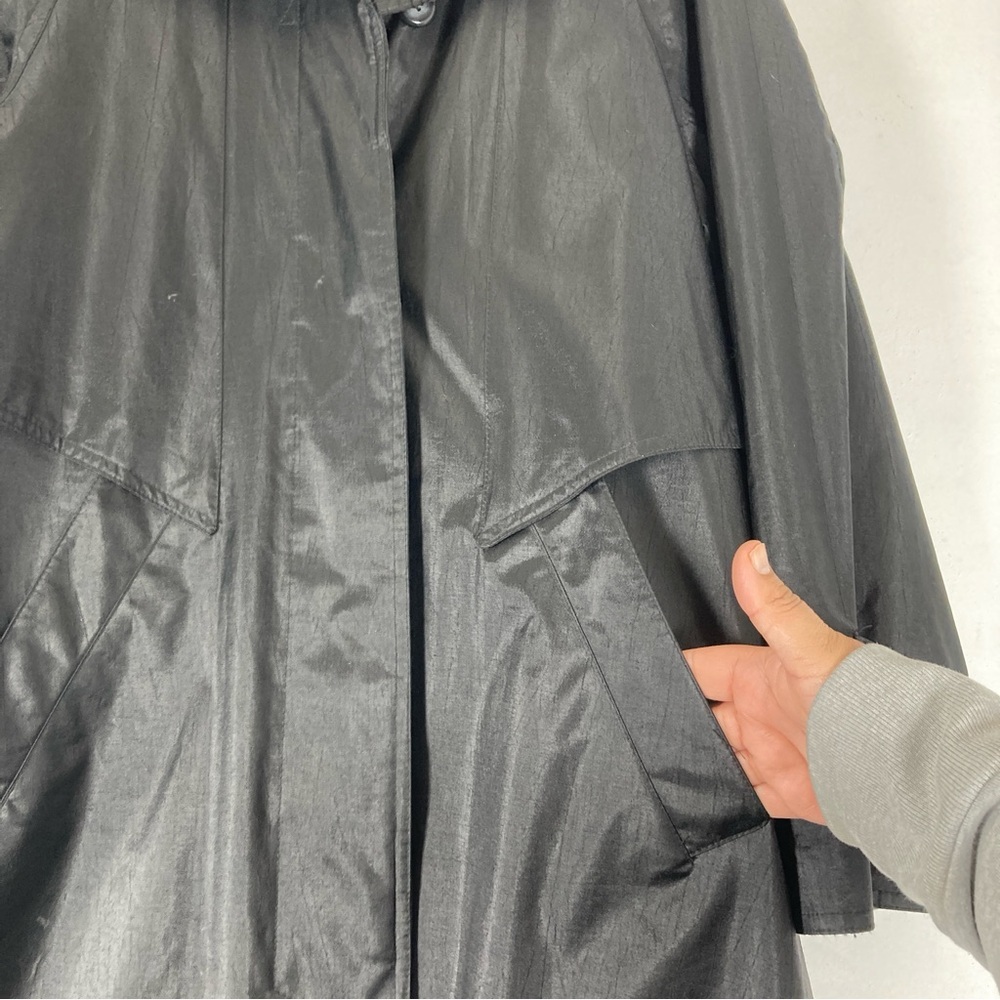 British Mist Trench Coat Flannel Lined Women's 3/4 Black Outdoor Waterproof Rain - Picture 6 of 11